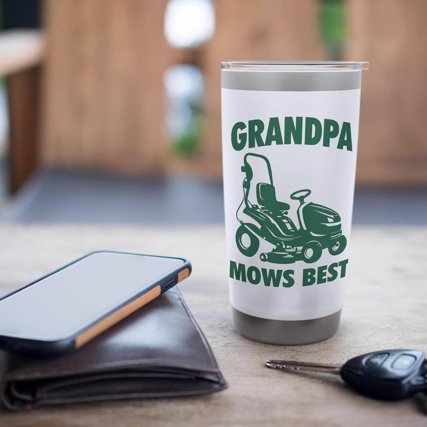 Grandpa Mows Best Lawn Care Mowing Landscaper Father's Day Stainless Steel Insulated Tumbler