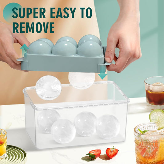 WIBIMEN Large Ice Cube Molds, Big Round Whiskey Ice Cube Trays for Fre