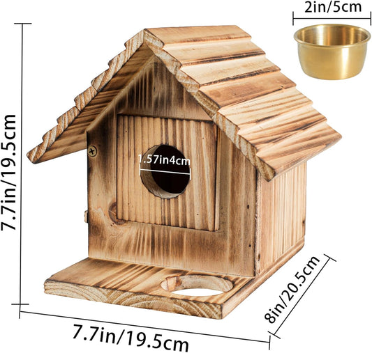 Bird House for Outside - Wooden Bluebird House - Weatherproof Outdoor Birdhouse for Garden Birds - Durable Nesting Box for Wild Bird Watching & Garden Decoration