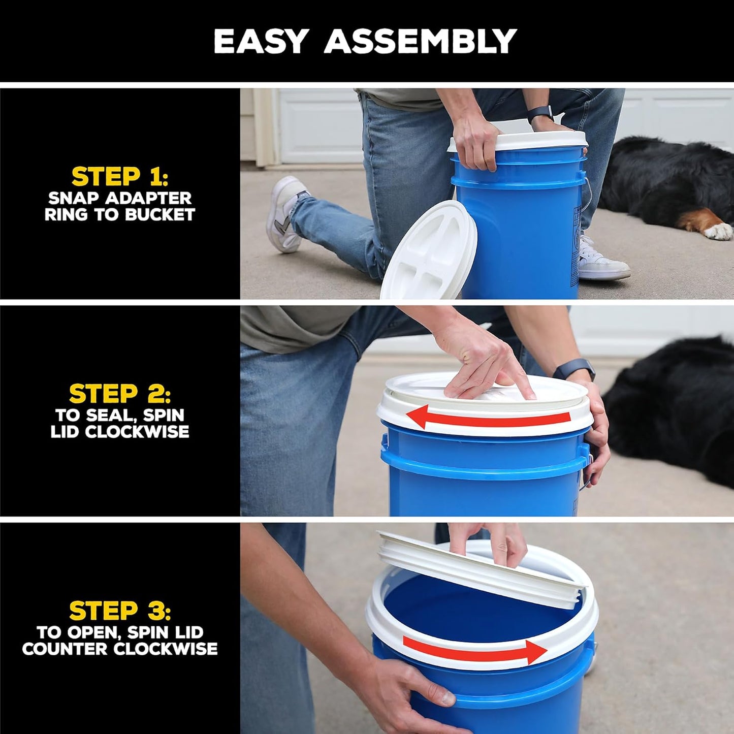 Gamma2 Gamma Seal Lid 3pk Combo for Utility Buckets - Fits 3.5, 5, 6 & 7 gallon buckets, Red, White & Blue, Made in USA