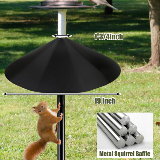 19 Inch Metal Squirrel Baffle,Squirrel Guard for Bird Feeder Without Screws Assemble,Hanging Baffle Outdoor Protect Bird Feeders and Pole Mount from Raccoon Squirrels Rodents