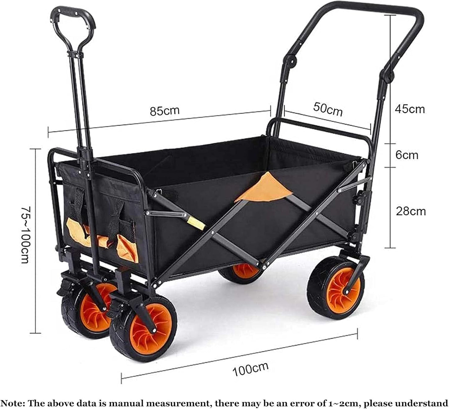 Large Capacity Heavy Duty Wheelbarrow Portable with Retractable Handle Garden Carts and Wagons Outdoor Multi-Function Beach Buggy Suitable for Garden Camping Beach Shopping (Green)