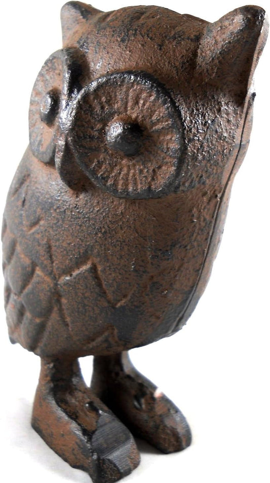 Cast Iron Owl Figurine Statue - Brown 4.5" Tall
