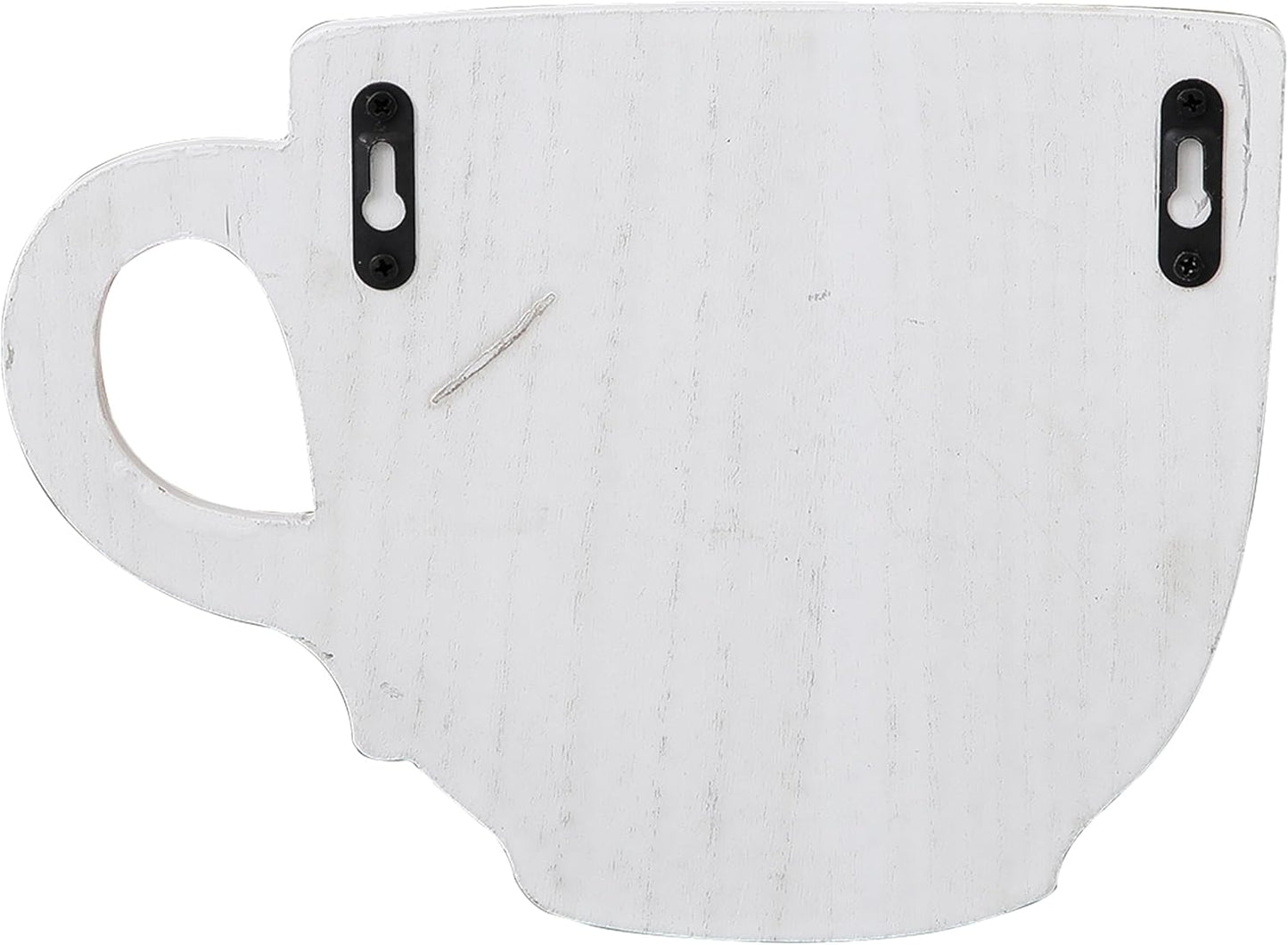 SOFE Industrial Farmhouse Wall Mounted Flower Vase, White Wood Frame with Coffee Cup Planter, Rustic Kitchen Wall Art, 9.8" X 2.2" X 7.5"