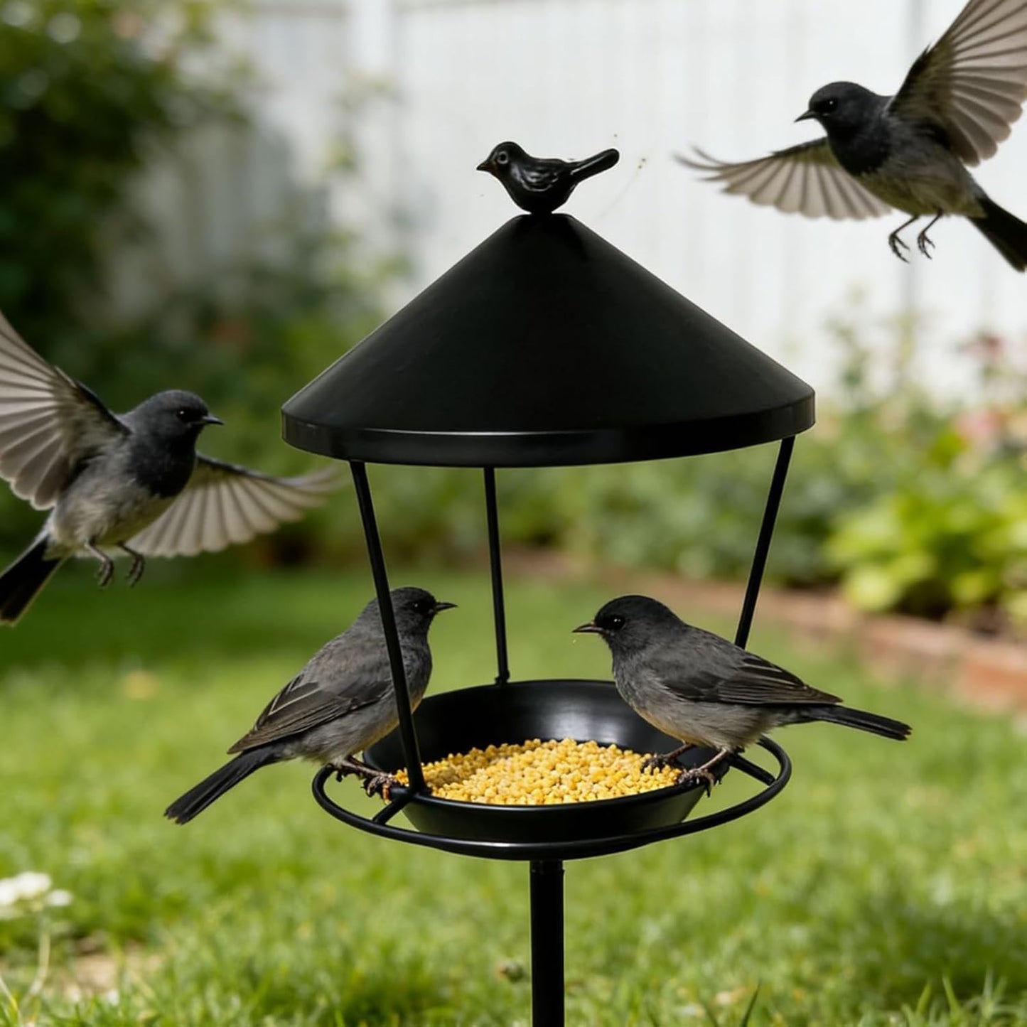 Standing Bird Feeder,Weatherproof Spill Guard Wild Feeding Station - S