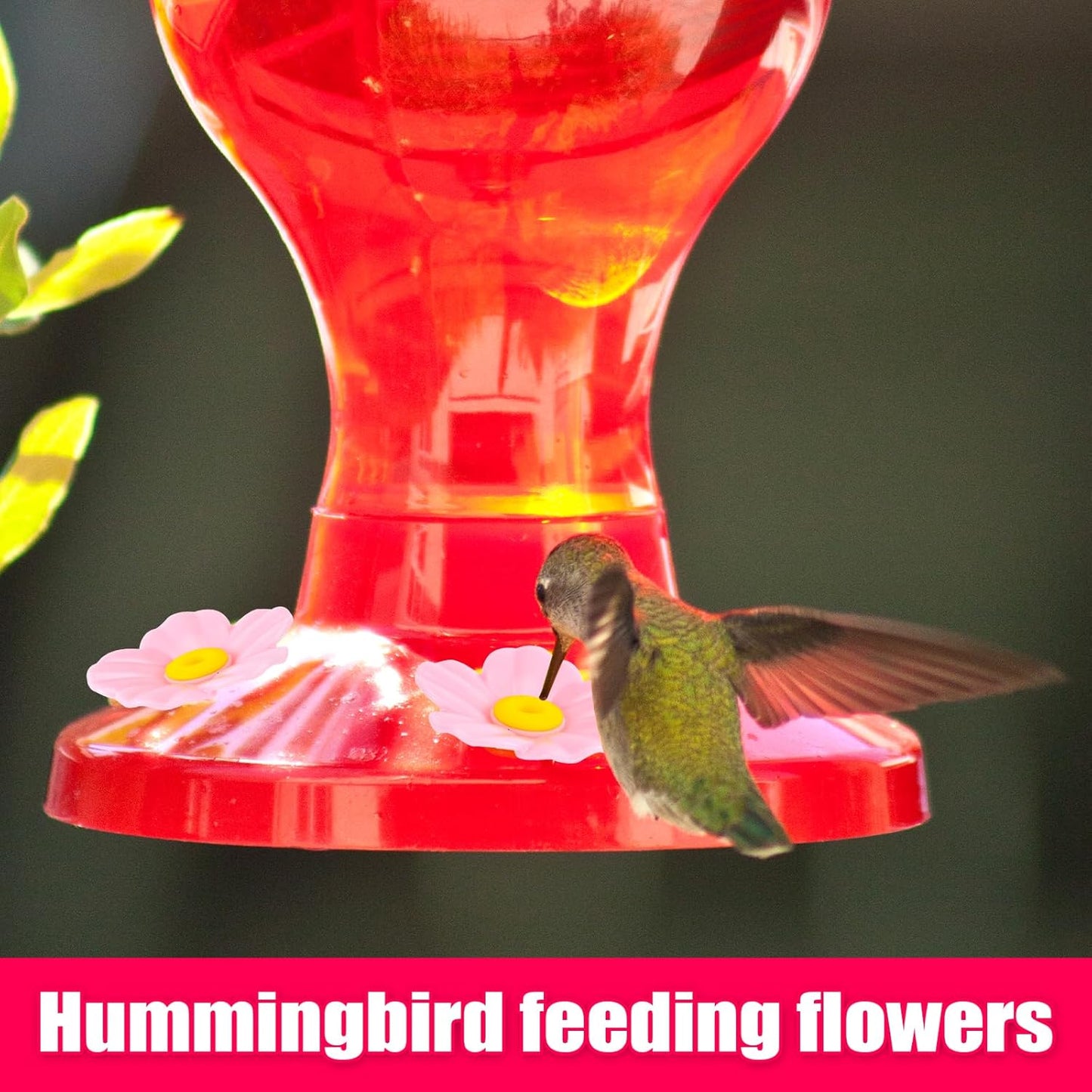 20pcs Hummingbird Feeder Replacement Flowers, Pink Bird Plastic Outdoors Hanging Hummingbird Feeder Parts Accessories with Cleaning Brushes Bee Guards & Feeding Ports (Yellow Core)