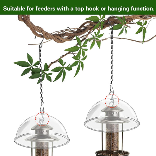 2 Set 11.8'' Bird Feeder Rain Guard, Clear Acrylic Round Squirrel Baffle Dome Hanging Hummingbird Feeder Protective Cover Weather & Predator Shield for Outdoor Garden Yard Use