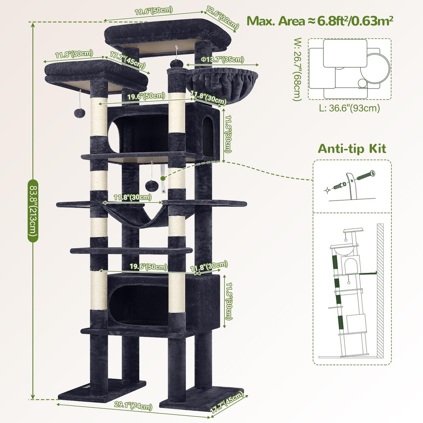 Globlazer XXL Giant Cat Tree, 83 Inch Heavy Duty Tall Cat Tower for In