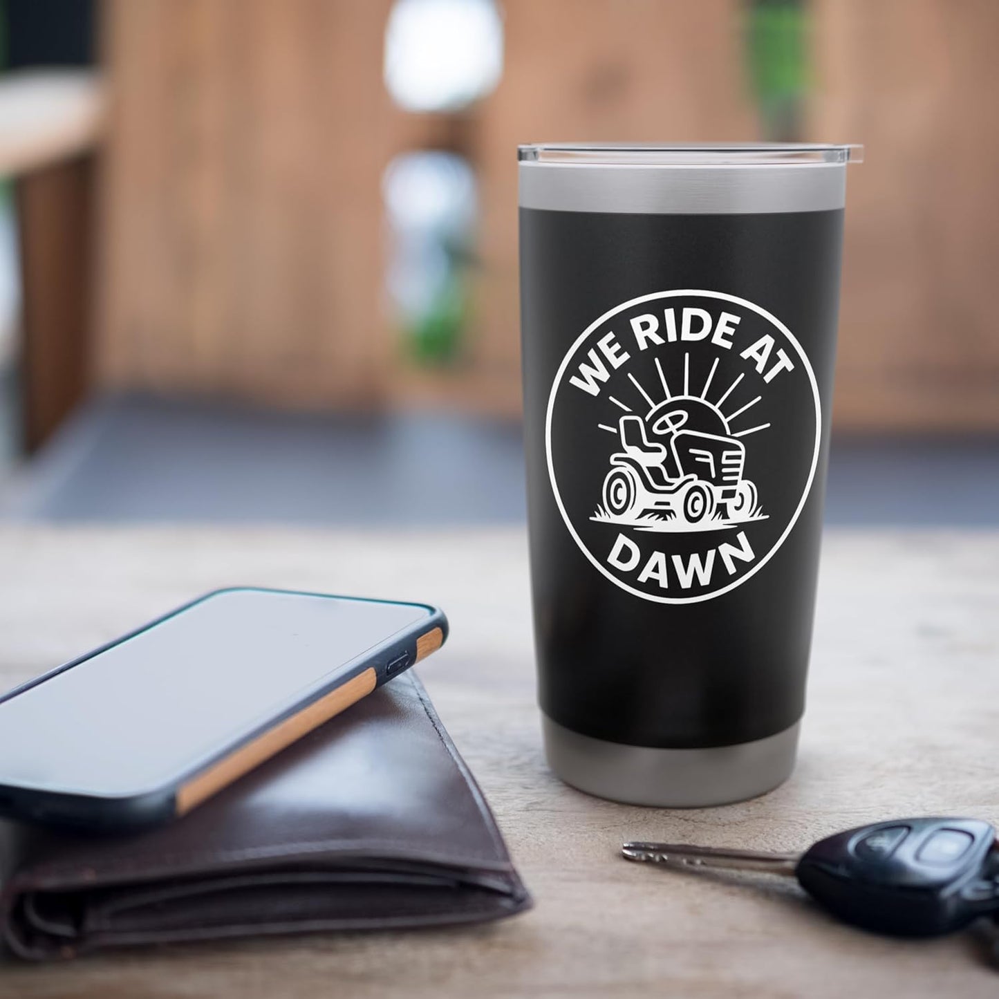 We Ride At Dawn Lawn Mower Funny Yard Work Stainless Steel Insulated Tumbler