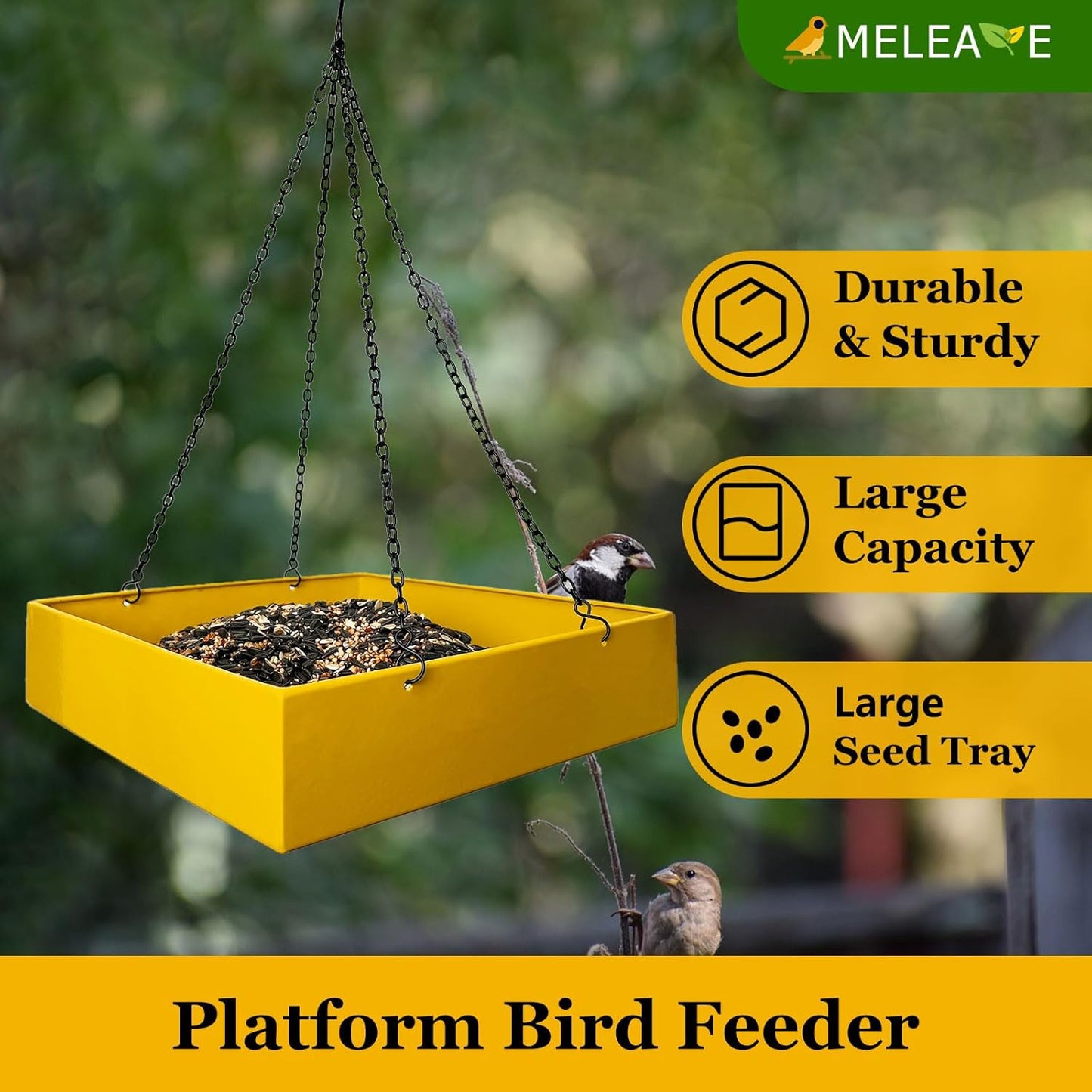 Bird Feeders for Outdoors, Platform Bird Feeder for Outside, Large Capacity 3.5 lbs