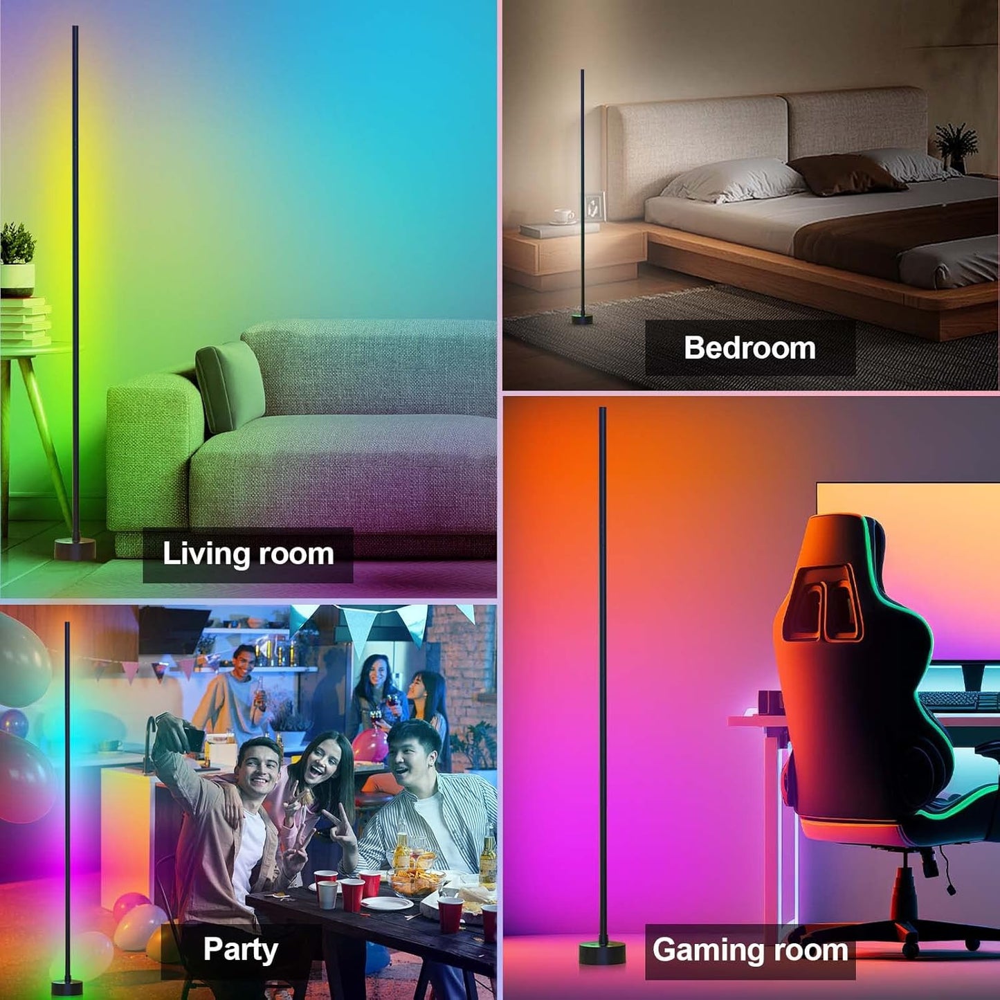 Corner Floor Lamp - Smart RGB LED Corner Lamp with App and Remote Cont