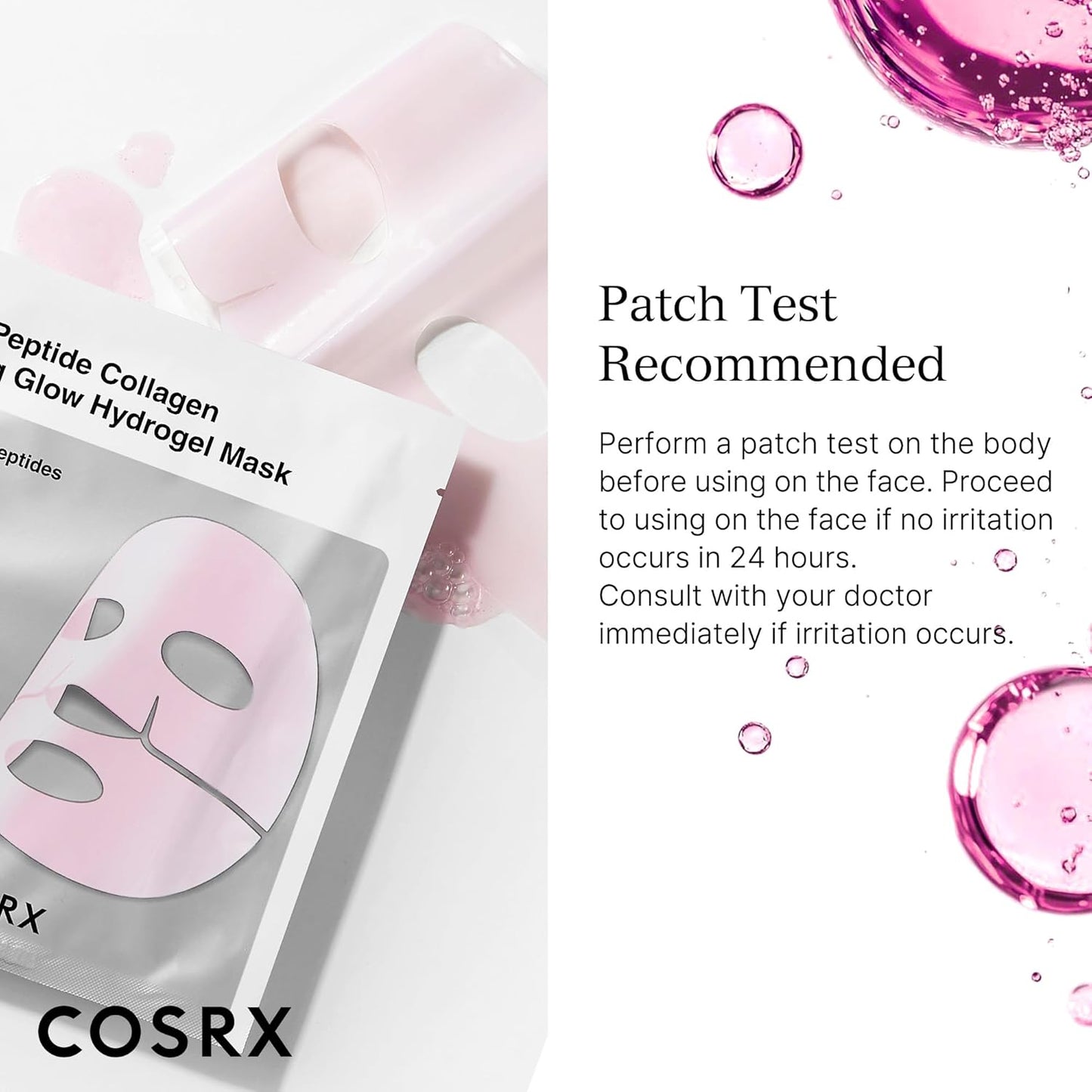 COSRX Pink Peptides Collagen Lifting Glow Hydrogel Face Masks Skincare