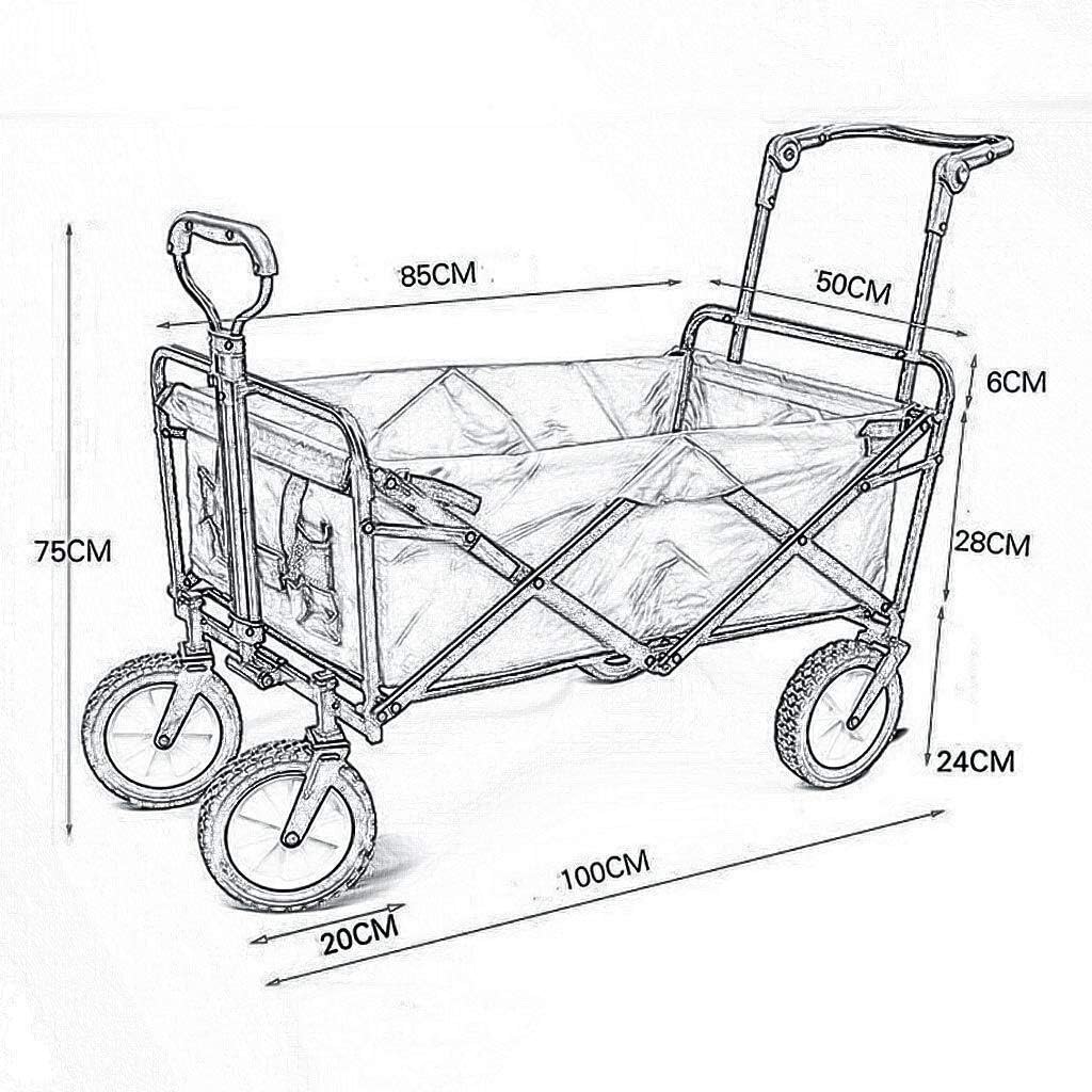 Garden Carts Multifunctio Folding Garden Trolley Cart Heavy Duty Wagon with Canopy,Multi-Function Portable Shopping Cart for Outdoor Camping Fishing Push-Pull Cart with 4 Wheel