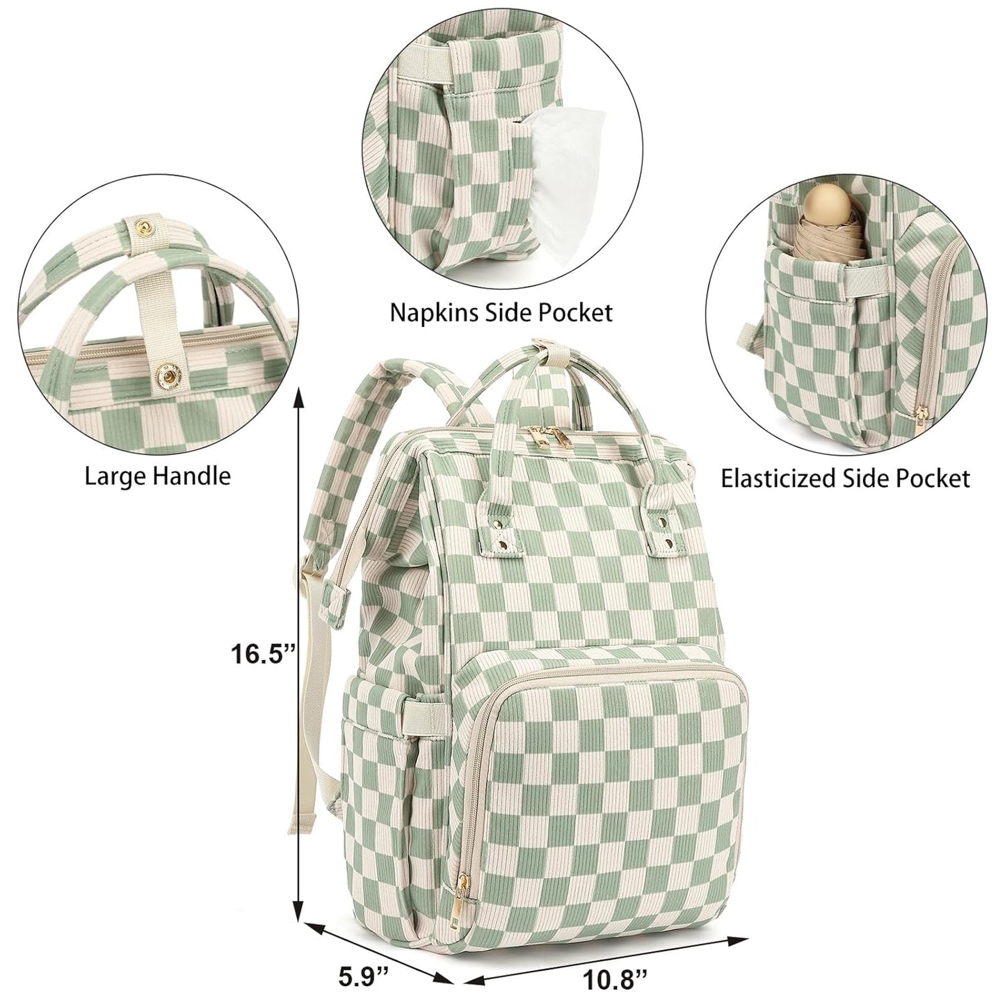 Baby Diaper Bag Backpack for Mom, Large Capacity Travel Nappy Bag for