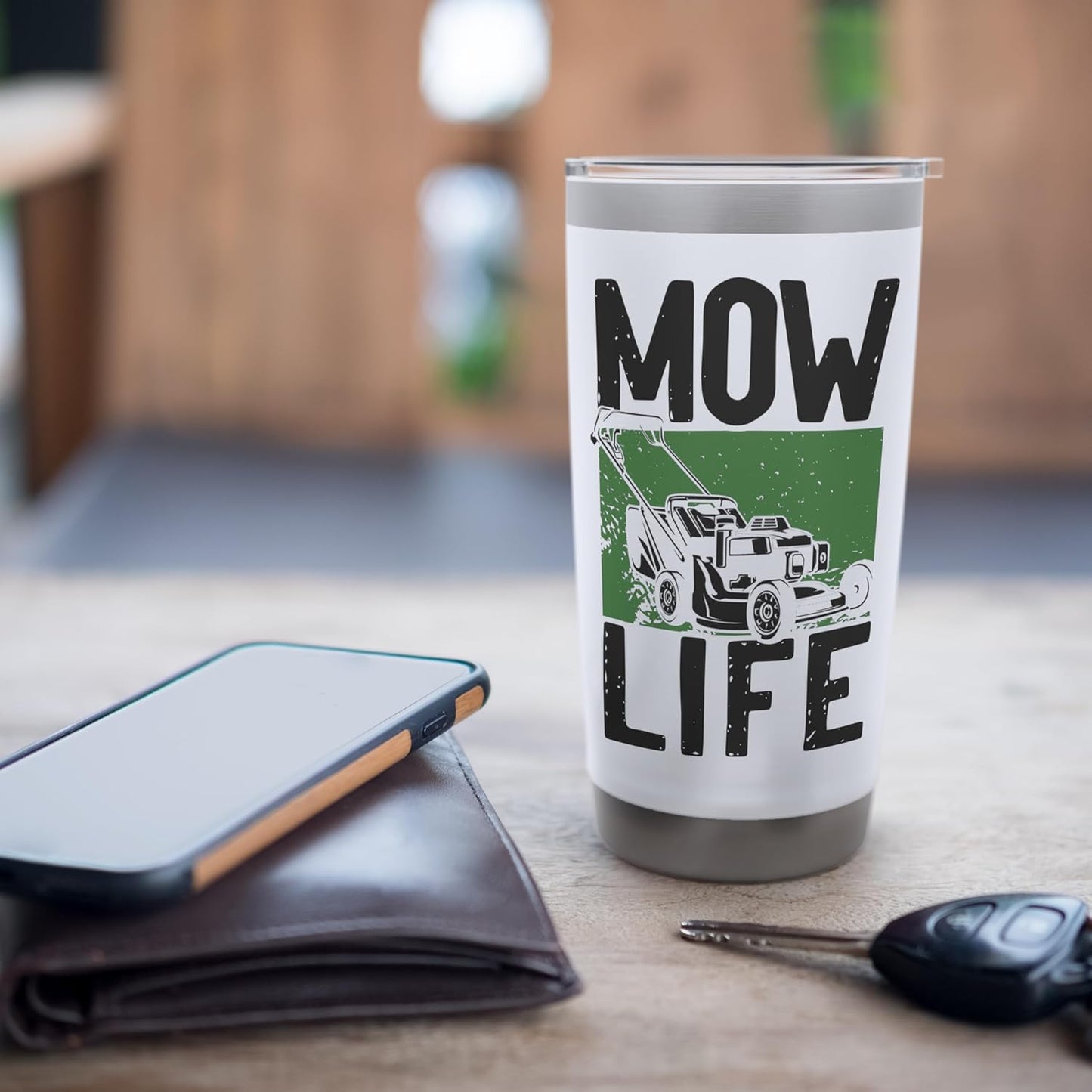 Lawn Mower Mowing Dad Father Landscaper Mow Life Stainless Steel Insulated Tumbler