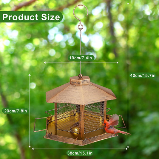 Metal Bird Feeder for Outdoor Hanging, 4.6LB Large Capacity, Garden De