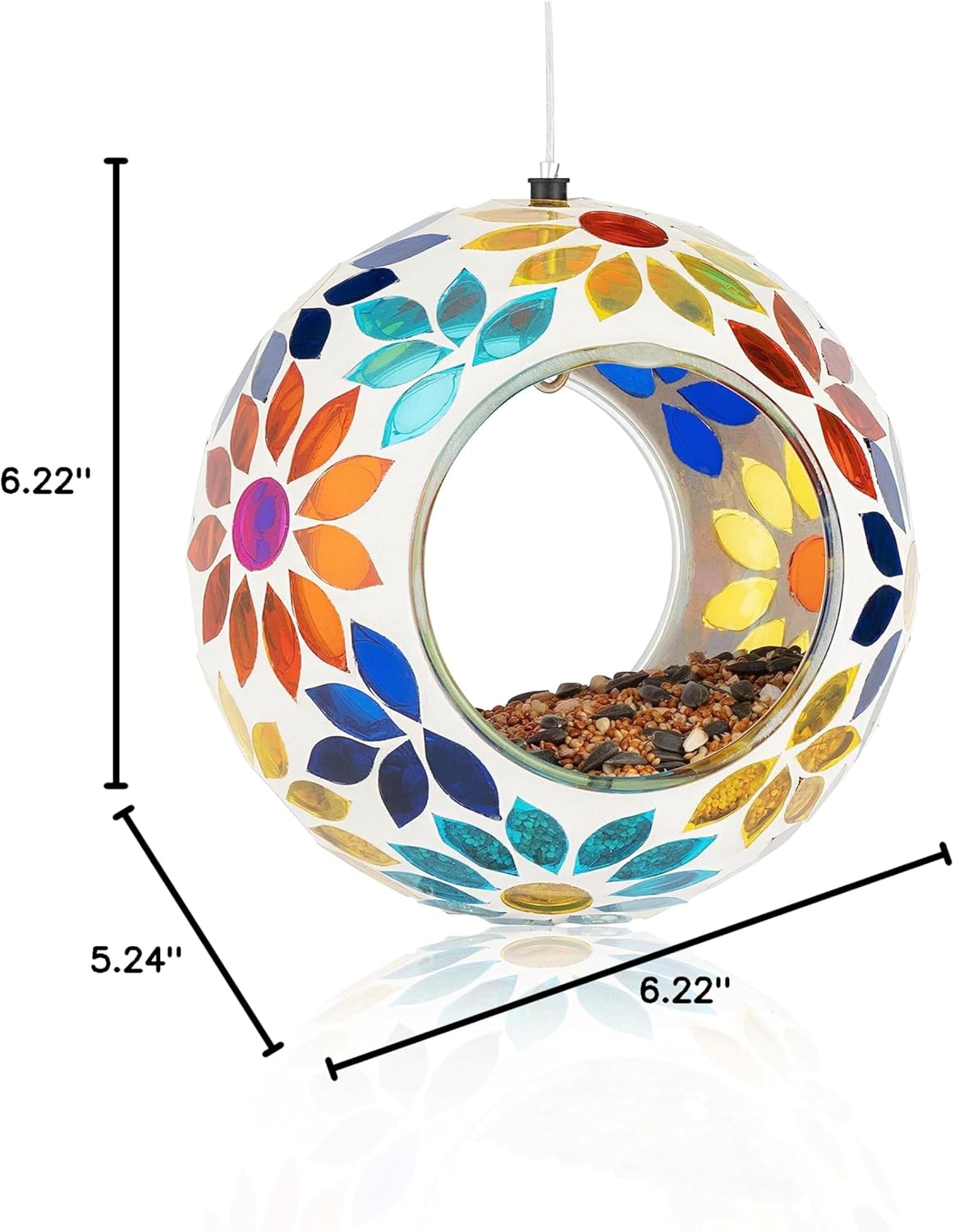 Backyard Expressions Hanging Glass Bird Feeder - Multicolor - Fly Thro