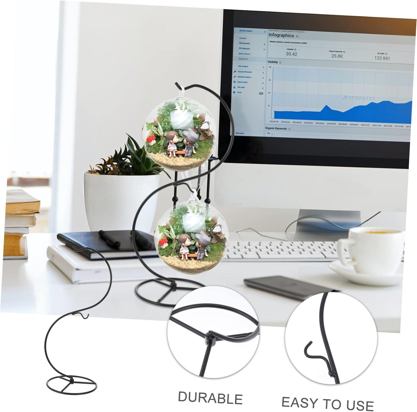 BESTOYARD Hanging Bottle Holder Iron Micro Landscape Rack for Home Decor Creative Tabletop Display Stand for Indoor Gardens and Terrariums