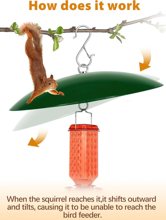 13" Bird Feeder Rain Cover,Bird Feeder Dome,Hummingbird Feeder Squirrel Guard,Proof Bird Feeders Baffle,Smart Birds Feeder's Umbrella(Green), 2Pack