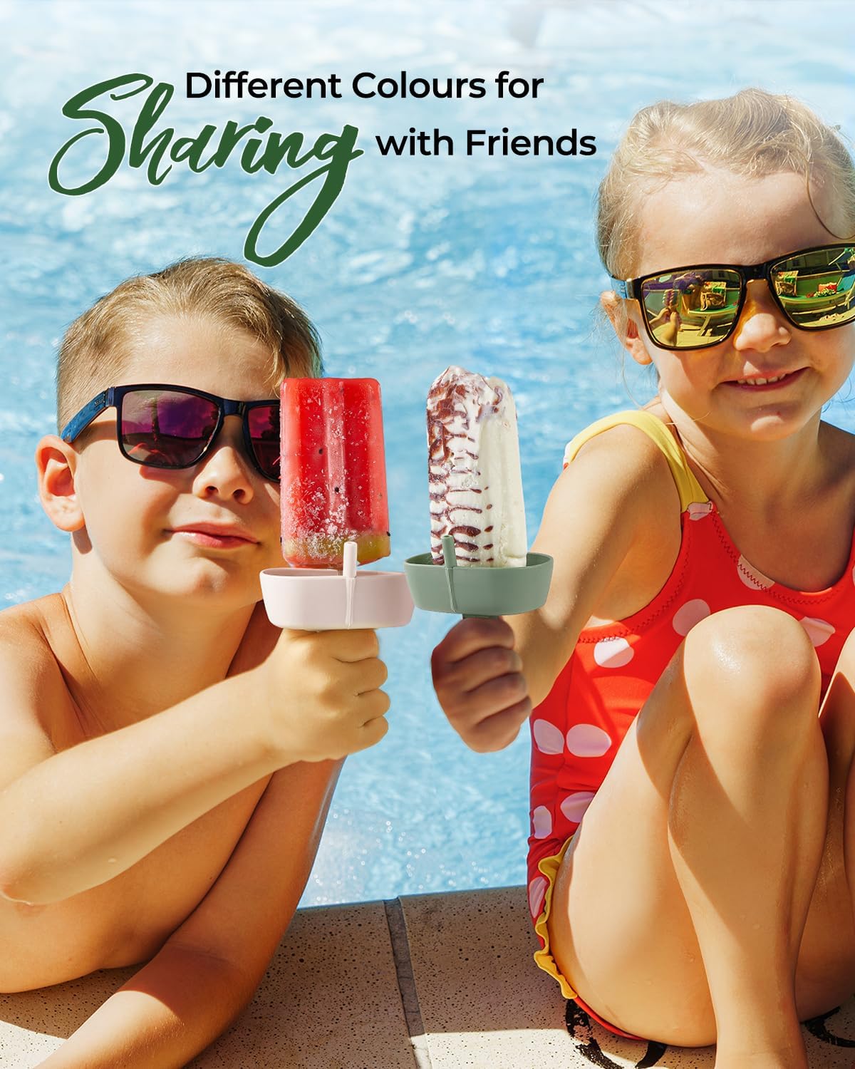 4Pack Drip-Free Silicone Popsicle Holders, AODISTUCE Popsicle Holder with Straw | with 2 Slots Fit Standard & Wide sized sticks Drip Free Popsicle Stick Holder Popsicle Drip Catcher