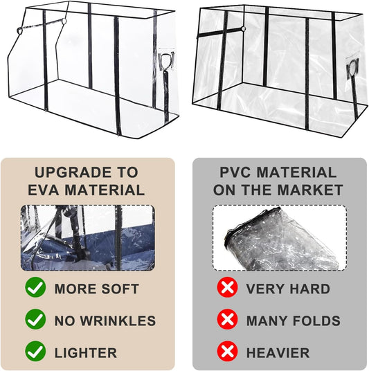 Rain Cover for Wagon, Universal EVA Waterproof Canopy for Collapsible Folding Carts & Strollers, Lightweight All-Weather Windproof Cover with Zippered Side Doors for Camping, Garden Outdoor Activities