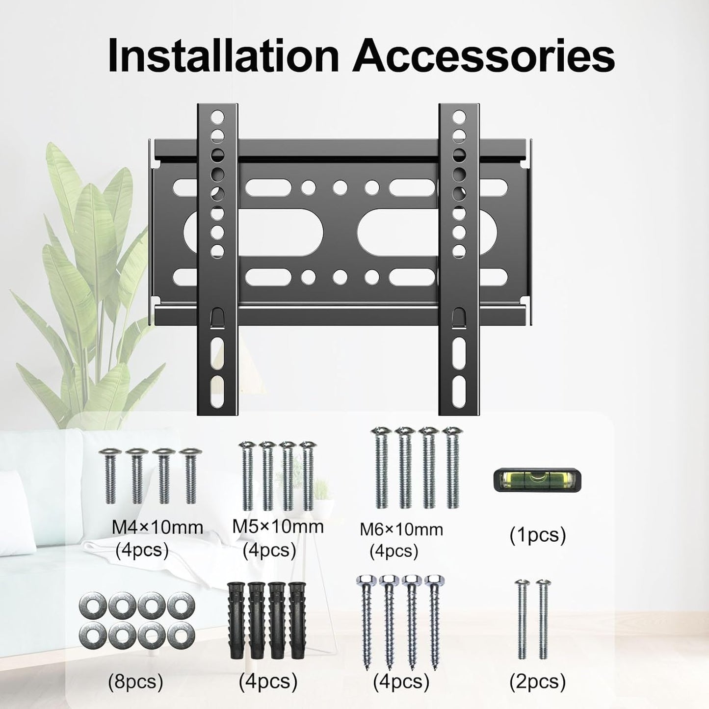 Fixed TV Wall Mount for 14-42" Flat Screen TVs, Small Wall Mount TV Bracket fit 19 24 28 32 35 39 40 inch, VESA Up to 200x200mm 55lbs Max Load, Easy Install Low Profile Monitor Mount Bracket