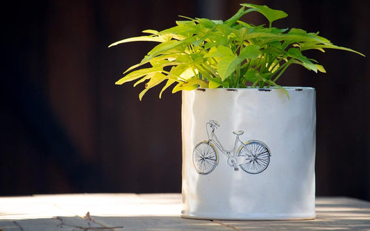 Blue Sky Ceramic Vespa 6.5" Flower Pot, Multi Color