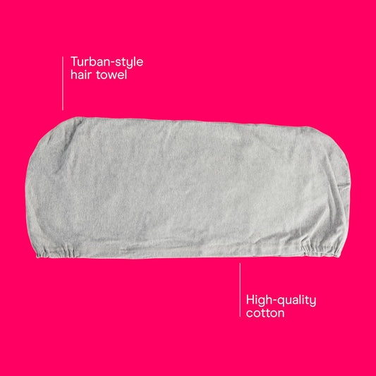Conair Cotton Hair Towel Wrap & Twist for Women, Fast Drying Ultra-Absorbent Hair Plop for All Types and Lengths, Turban-Style Cotton Towel Helps Maintain Natural Curl Style, Gray