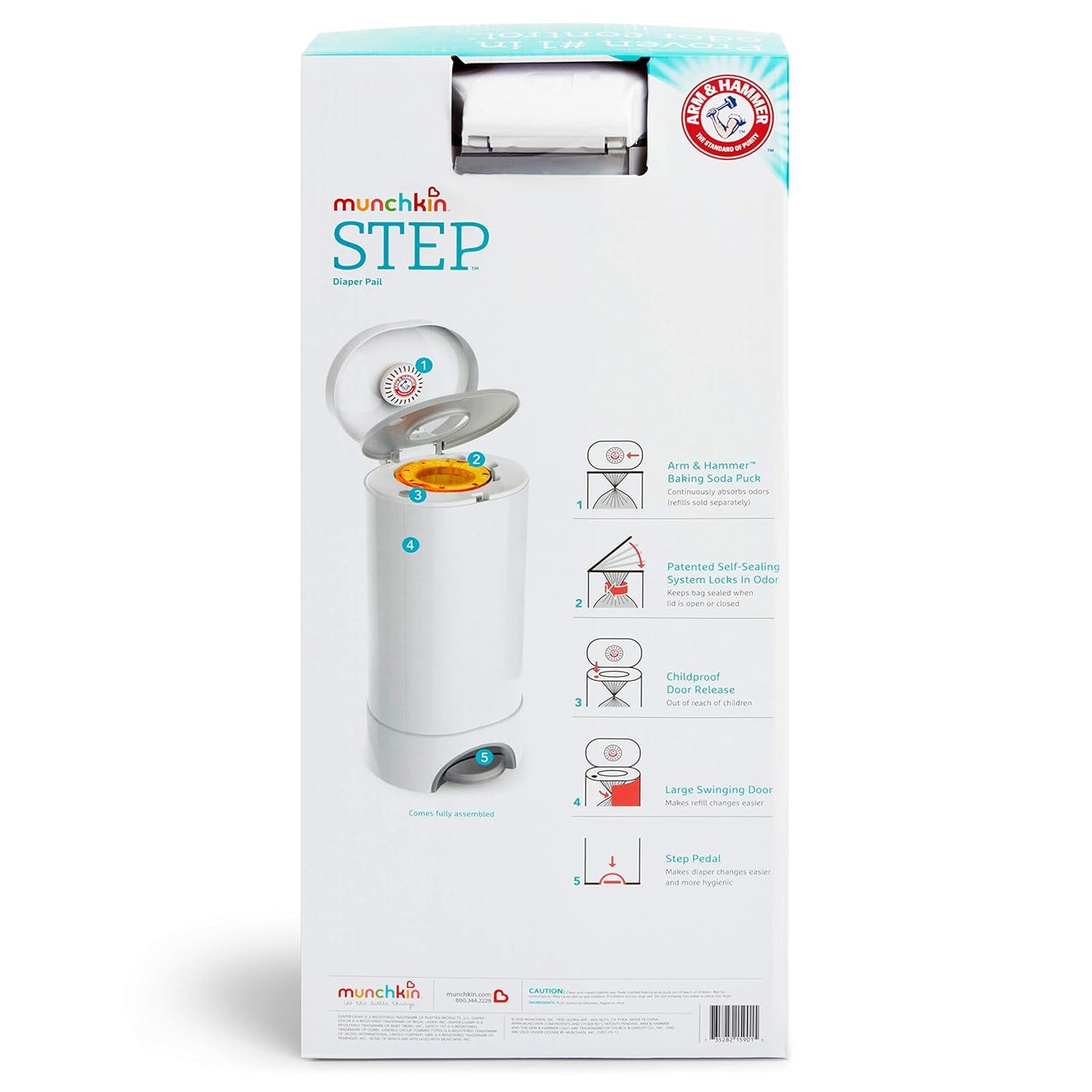 Munchkin® STEP™ Diaper Pail Powered by Arm & Hammer, #1 in Odor Contro