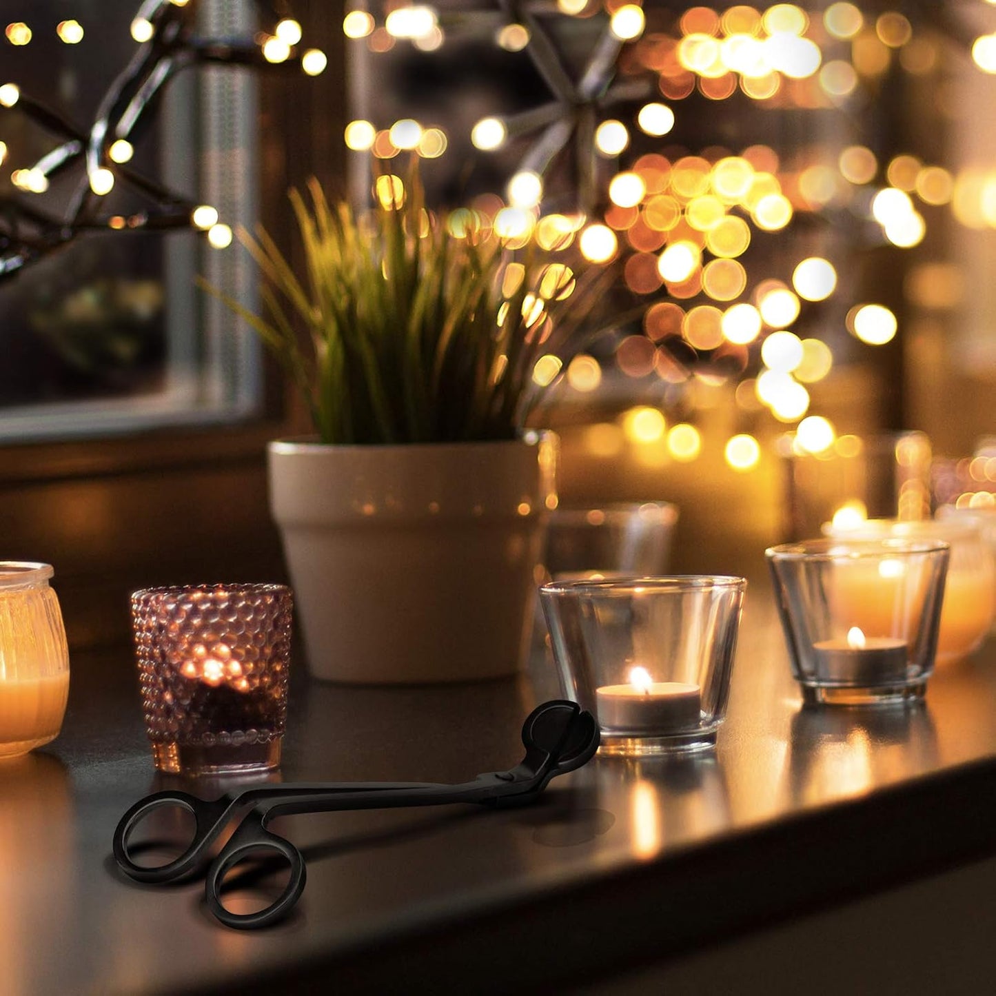 CHEFBEE Black Polished Stainless Steel Candle Wick Trimmer Wick Clipper Cutter, Scissors, Reaches Deep Into Candles to Cut Spent Cord, Allow Cleaner Burn and Prevent Soot Buildup