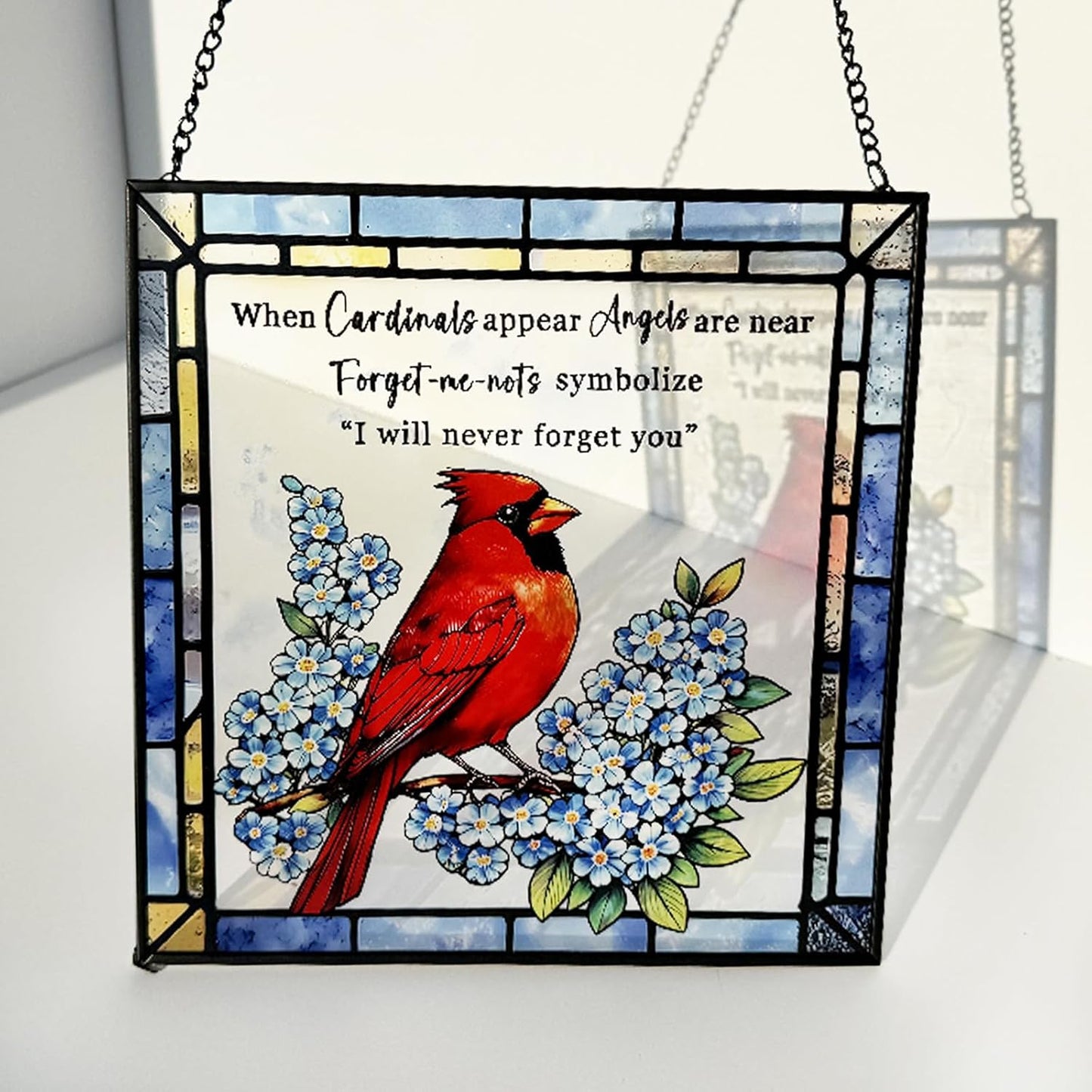 Cardinal Stained Glass Suncatchers for Windows, Hanging Sun Catchers Indoor Window, Cardinal Gifts, in Memory of Loved One Gifts