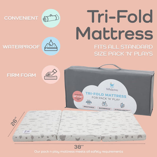 Babylicious Waterproof Pack and Play Mattress Topper | 38" x 26" x 1.5