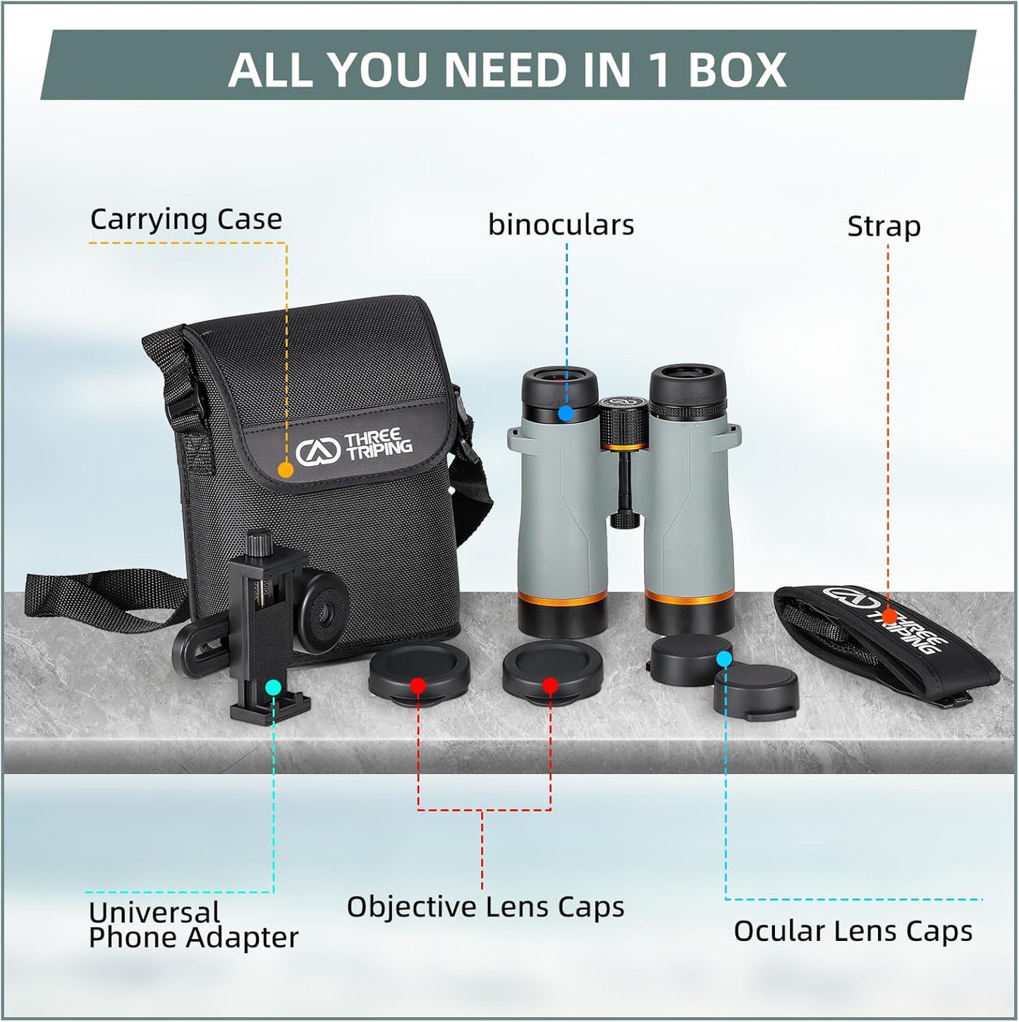 10x42 ED Binoculars for Adults High Powered with Phone Adapter, Waterproof Binoculars with ED Lenses, Super Bright Clear for Bird Watching, Hiking, Cruise Ship, Wildlife Viewing and Outdoor Activities