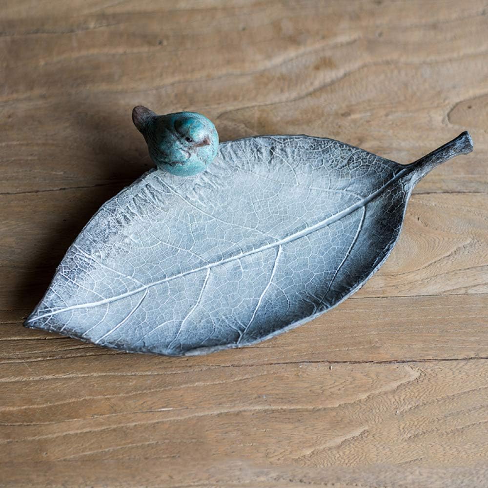 Leaf Decorative Tray Garden Window Bird Feeder Tray Garden Outdoor Patio Rustic Decor,B+32188cm