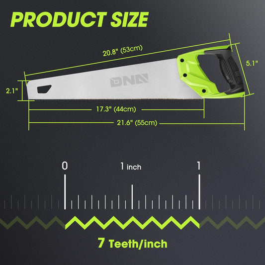 DNA MOTORING 2pcs 17in Bi-Ground Teeth Hand Saw, Universal Hand Cuts Saw, Wood Saws for Pruning, Trimming Branches,Garden, Camping, Lawn, w/TPR Handle,TOOLS-00590