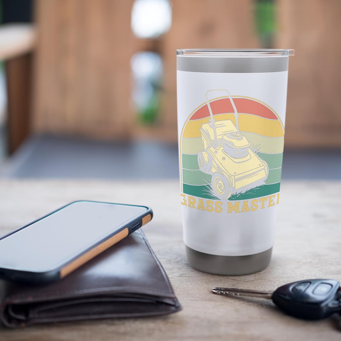 Retro Vintage Grass Master Lawn Mowing Funny Lawn Mower Stainless Steel Insulated Tumbler