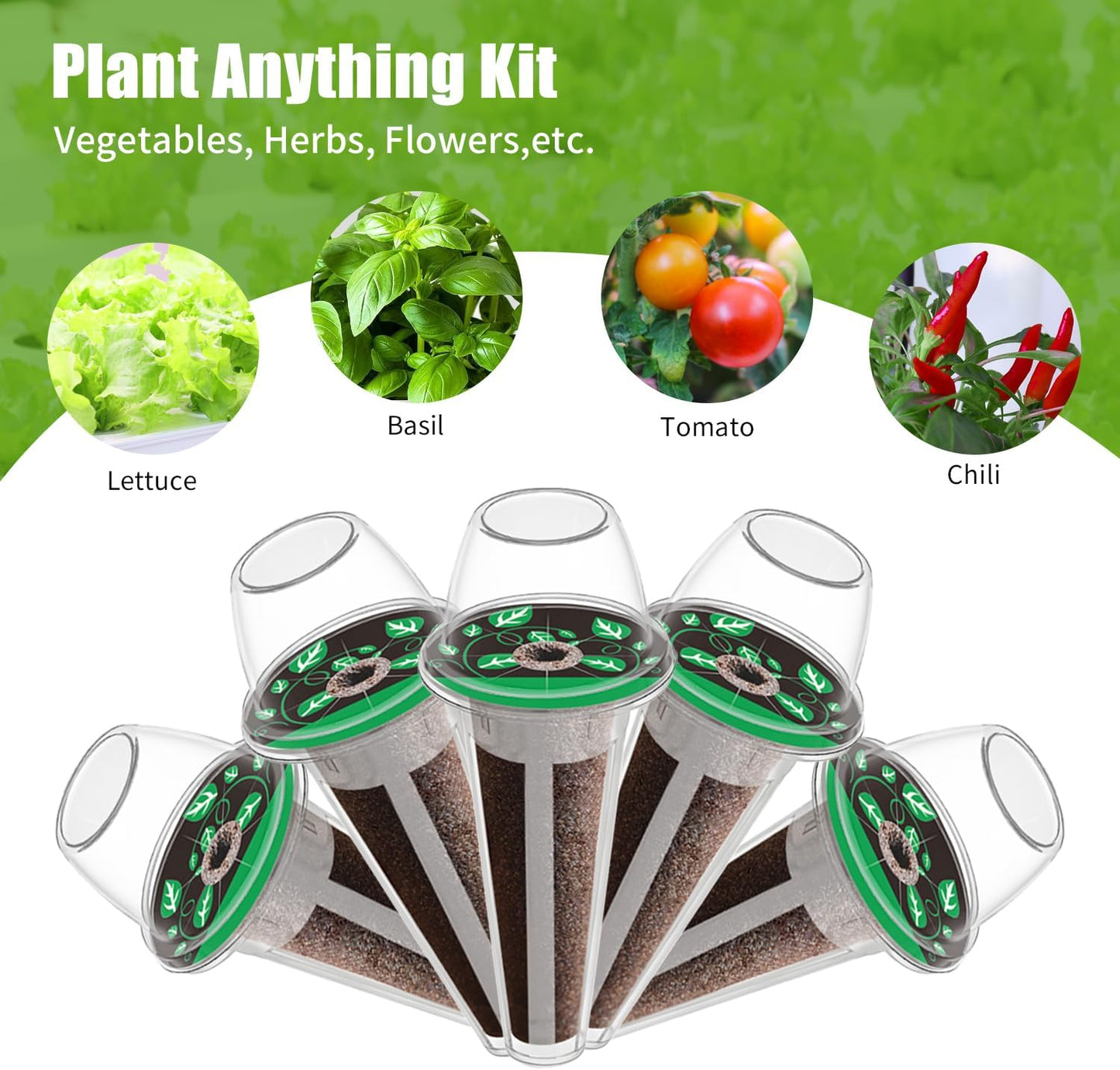 84 pcs Hydroponic Pod Kit for Aero Garden with 12 Grow Baskets, 12 Gro
