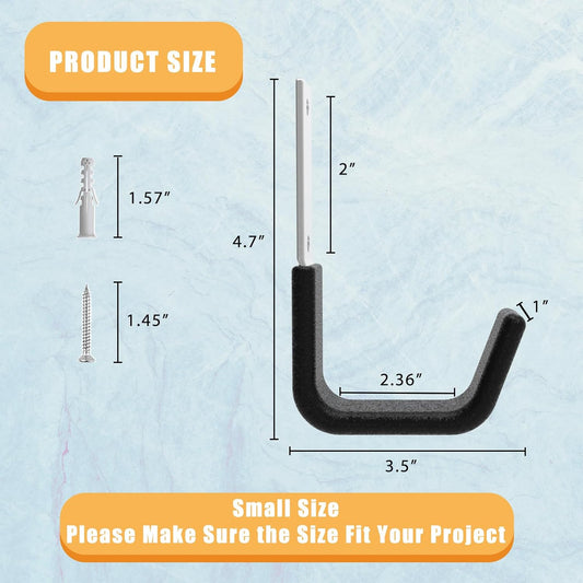Heavy Duty Utility Hooks for Storage Wall Mount,Garage Wall Hooks for Hose, Bike, Ladder, Chainsaw, Leaf Blower Hanger (8 Small)