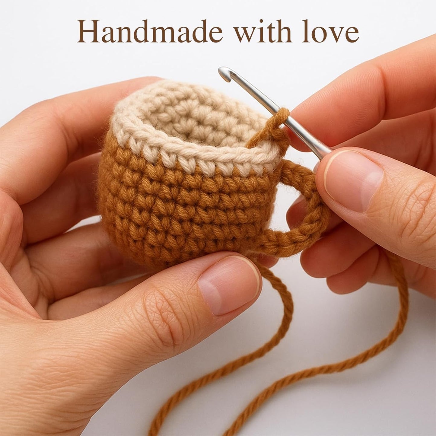 Birthday Gifts for Her Him Women Men Girlfriend Boyfriend, Positive Crochet Coffee Cup Desk Decor, Cute Small Coffee Lover Gift for Best Friend Couple Wife Husband