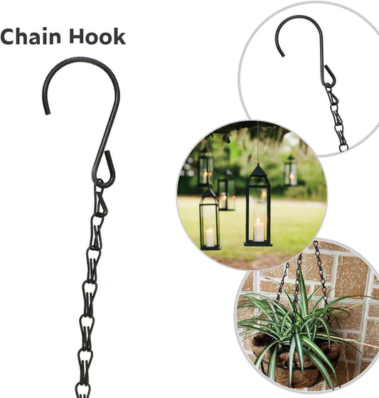 ECOOPTS 4 ft Hanging Chain Metal Hanging Hook Hanger for Plants Basket, Lanterns, Bird Feeders, Solar Lights, Ornaments, Indoor, Outdoor