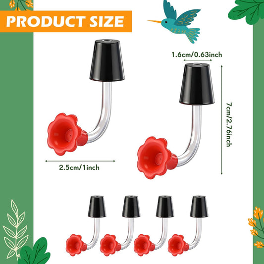 Baderke Hummingbird Feeder Tube with Stopper Handheld Bird Feeder Replacement Parts Drip Resistant Tip Silicone Flowers for Wine Bottle Outdoor Bird Feeders(2 Pcs,Black)