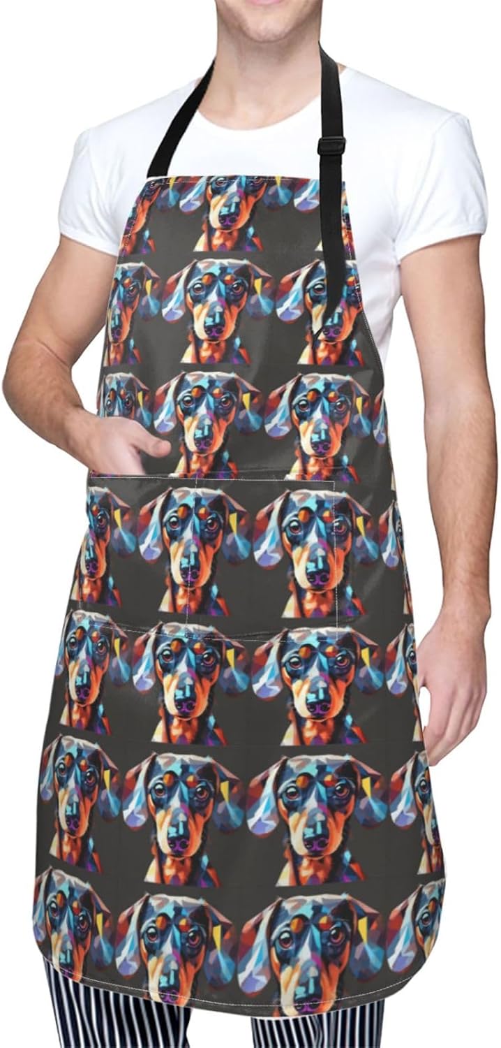 YANYU Cute Puppy Dog Print 28x33 In Kitchen Apron Stylish Chef Apron w