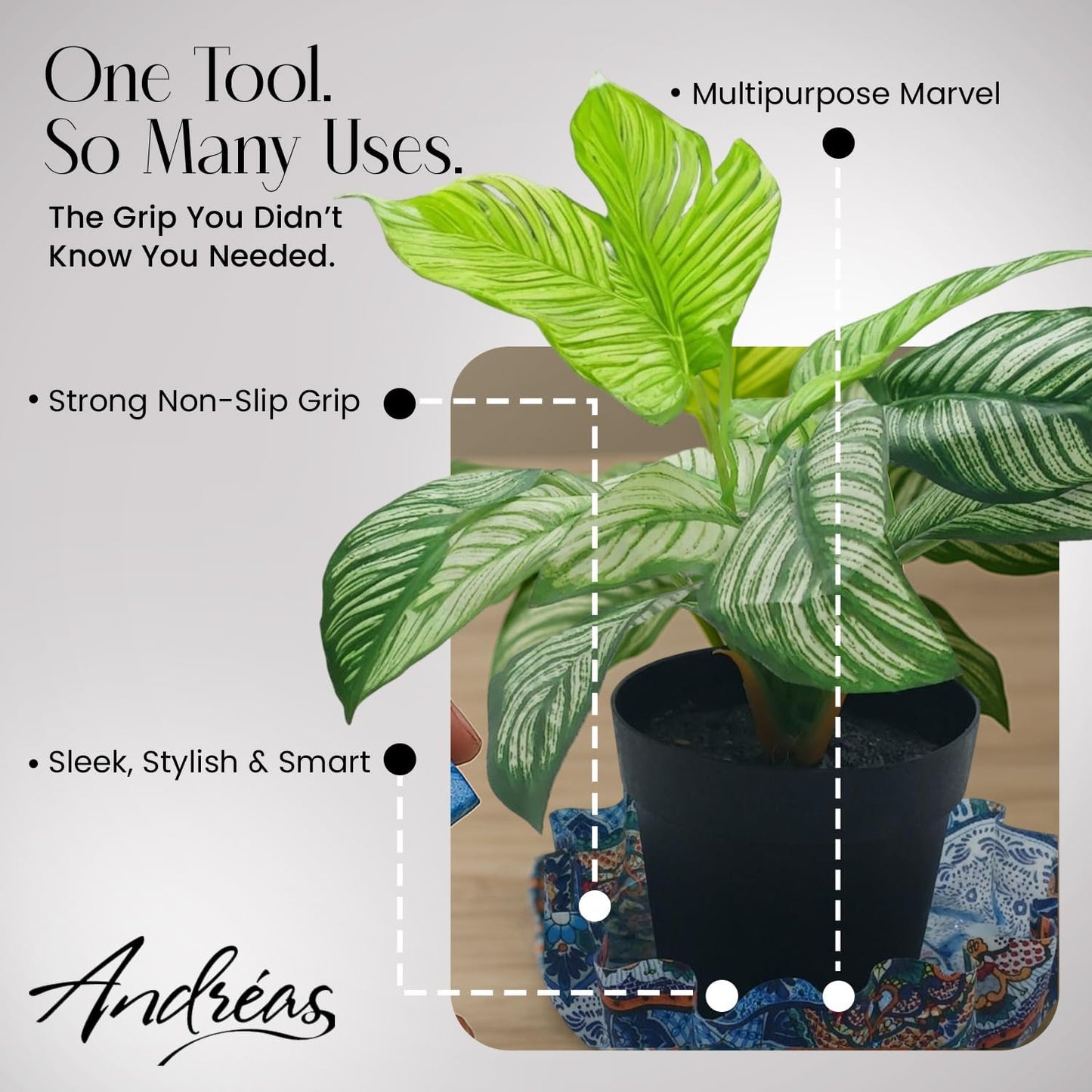 Andreas Silicone Jar Opener, GG Flower Garden – 6.25" Non-Slip Lid Gri