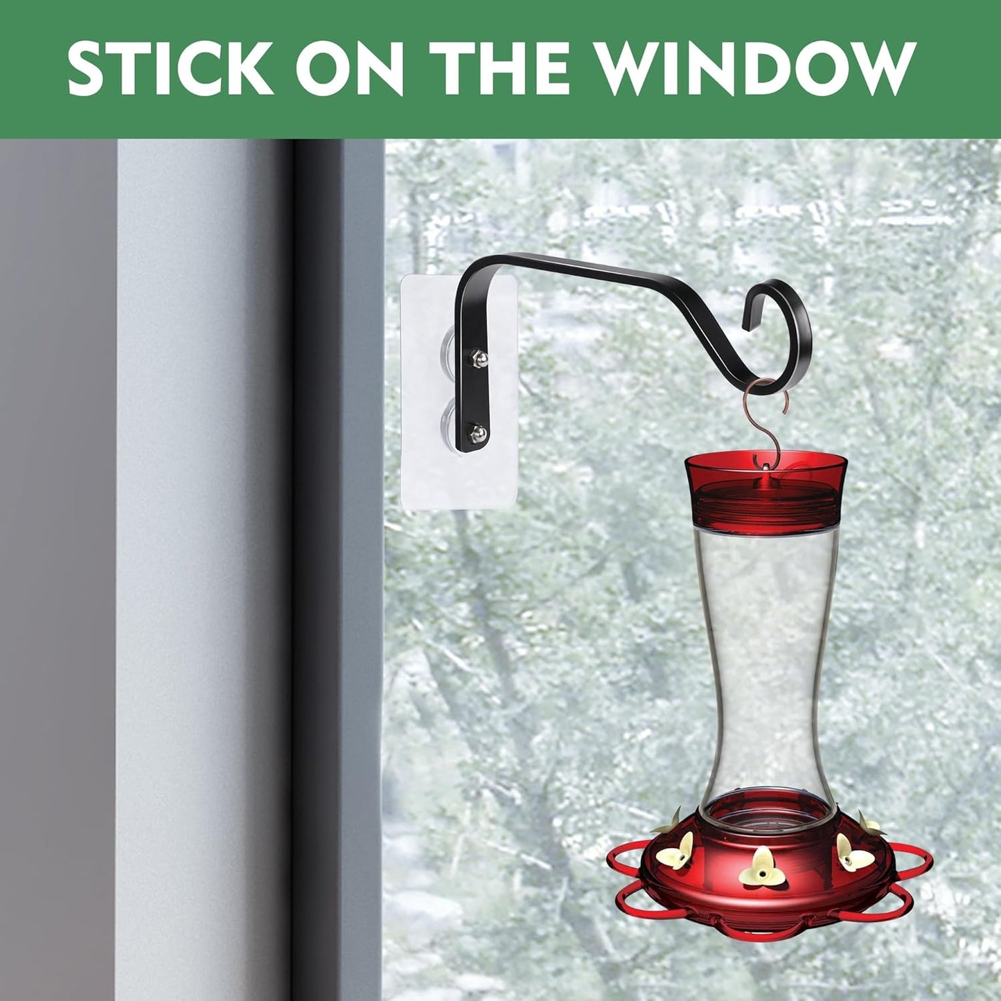 DECOHS 3 Pcs Window Bird Feeder Hanger Hook- Strong Load-Bearing Hanging Bird Feeder Hooks- Window Mounted Bird Feeder Bracket for Bird Feeders, Wind Chimes & Plants (Bird Feeder Not Included)