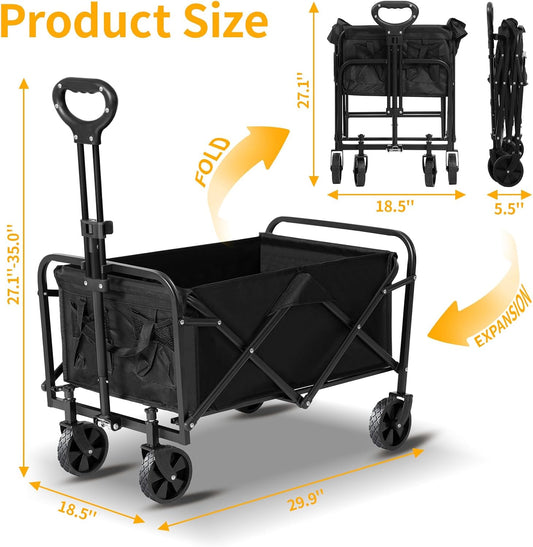 Wagons Carts Foldable with Wheels,Portable Utility 220lbs Collapsible