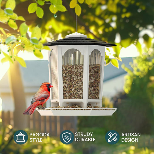 2 Pcs Haning Bird Feeder for Outdoors, Wild Bird Feeders for Outside, Fits for Cardinals, Unique Bird Watching Gift, Standard White, Large Size(2 Pcs)