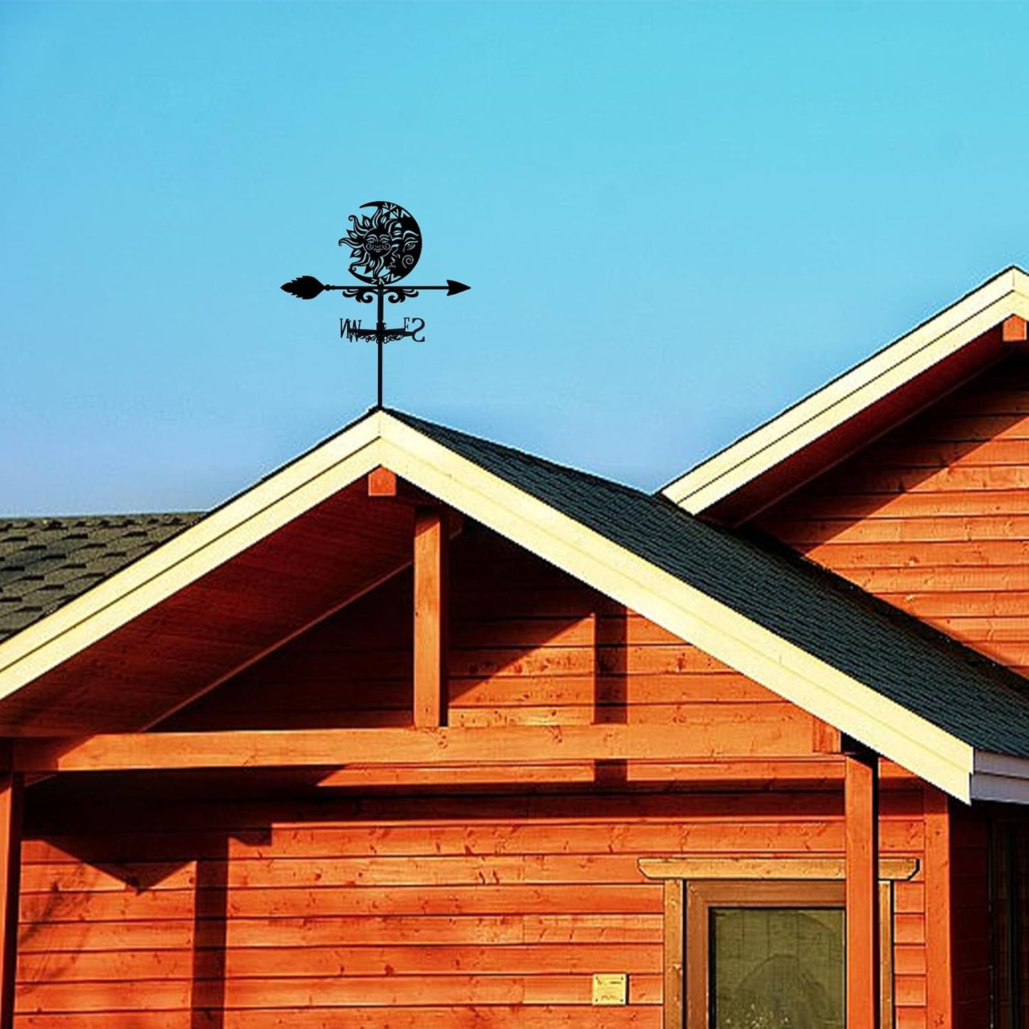 SUPERDANT Sun and Moon Weathervane Totems Weather Vane for Yard Metal Wind Vanes Roof Mount for Outside Garden Black Weathervanes Farmhouse Farm Barn Sheds Patio Outdoor Decorations Gifts