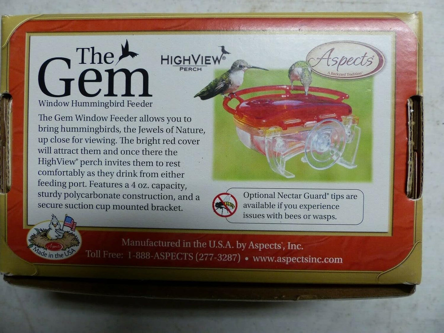 Aspects 437 (2 Pack) The Gem Window Hummingbird Feeder