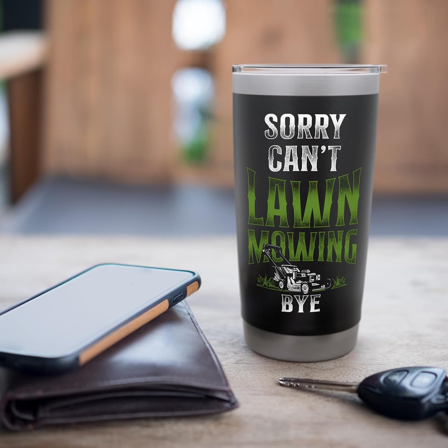 Lawn Mower Mowing Dad Father Landscaper Vintage Sorry. Cant. Stainless Steel Insulated Tumbler