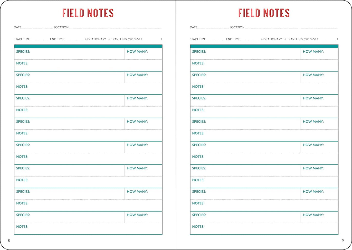 The Birder's Logbook (Organizer, checklists)